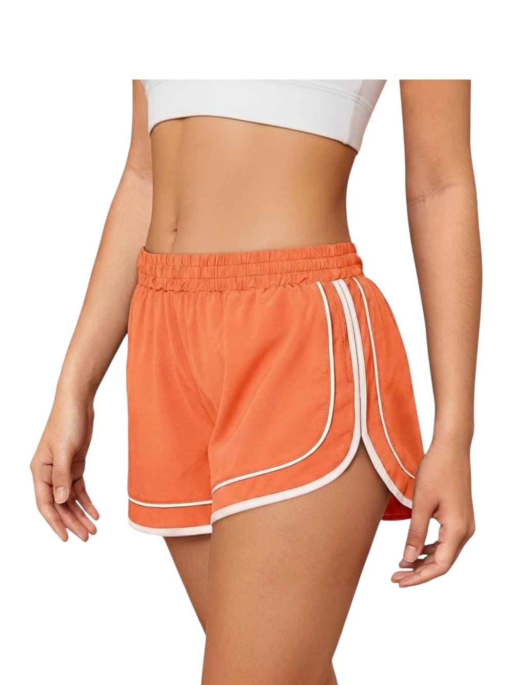 CHUNPIN - Large Orange Women's Running Shorts with Contrast Trim - Picture 5 of 9
